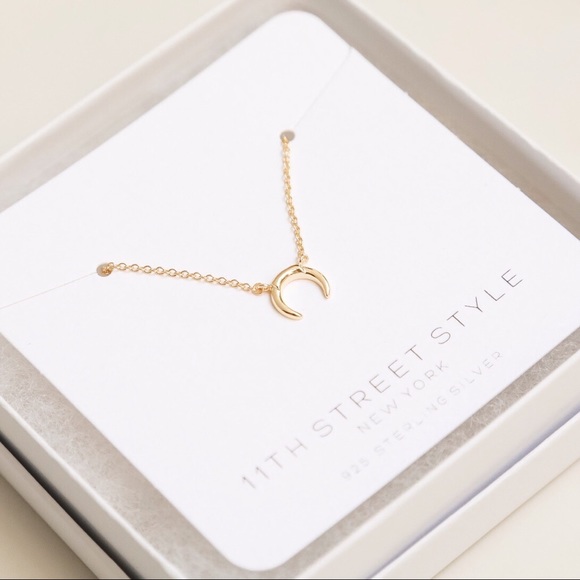 Crescent Moon Necklace | 14k Gold Plated - Picture 3 of 6